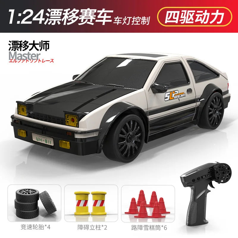 HKM-447187 Remote Control 1/24 Scale Four Wheel Drive Drift Car with Lights - Perfect Gift for Kids