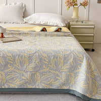 HKM-447187 Reversible Multi-Layer Gauze Summer Blanket in Golden Wheat Field and Green Wheat Field Options - 110x150cm, 150x200cm, 200x230cm