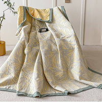 HKM-447187 Reversible Multi-Layer Gauze Summer Blanket in Golden Wheat Field and Green Wheat Field Options - 110x150cm, 150x200cm, 200x230cm