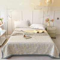 HKM-447187 Reversible Multi-Layer Gauze Summer Blanket in Golden Wheat Field and Green Wheat Field Options - 110x150cm, 150x200cm, 200x230cm