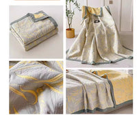 HKM-447187 Reversible Multi-Layer Gauze Summer Blanket in Golden Wheat Field and Green Wheat Field Options - 110x150cm, 150x200cm, 200x230cm
