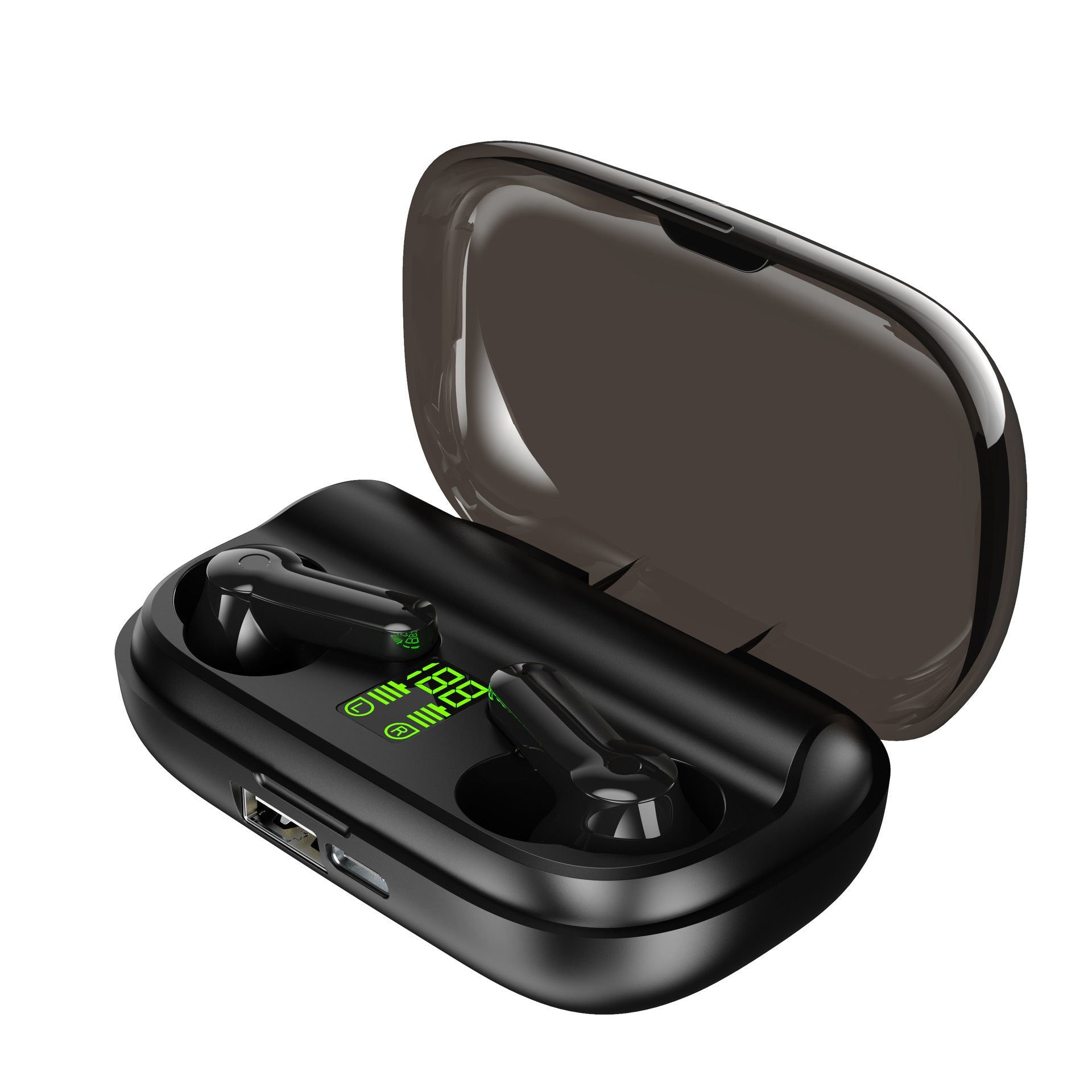 HKM-447251 Wireless Bluetooth Headset XT01 with Charging Case and 60-Day Standby Time, Stereo Sound, Voice Control, and NFC Function