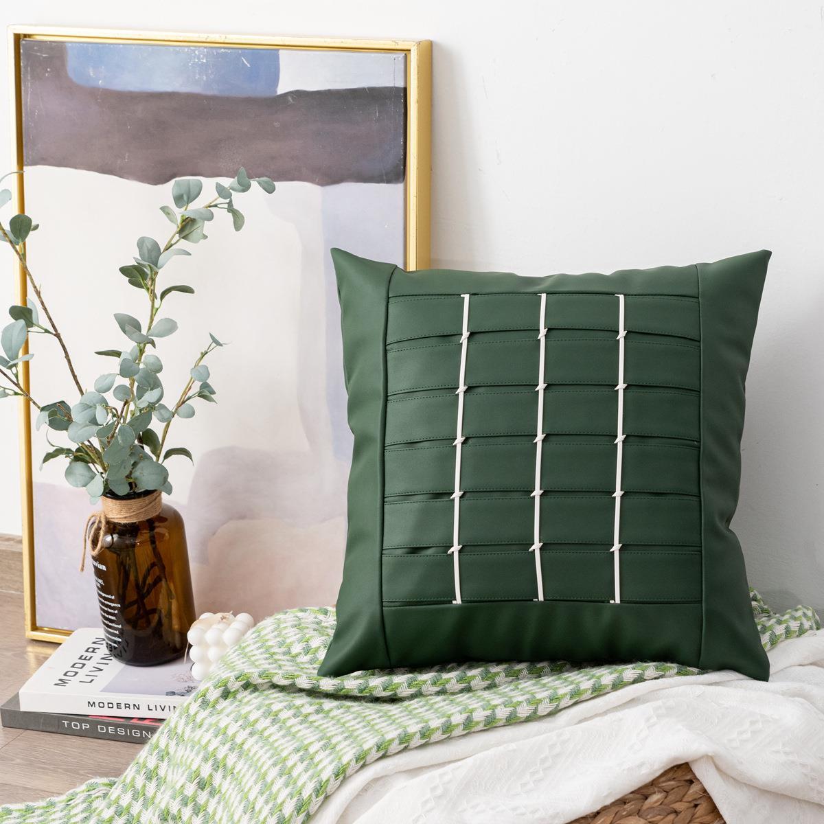 HKM-447315 Geometric Pattern PU Leather Pillowcase 45x45cm