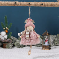 HKM-447315 Wooden Antlers Doll with Beaded Details - Adorable Girls' Christmas Hanging Ornament