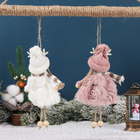 HKM-447315 Wooden Antlers Doll with Beaded Details - Adorable Girls' Christmas Hanging Ornament