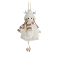 HKM-447315 Wooden Antlers Doll with Beaded Details - Adorable Girls' Christmas Hanging Ornament