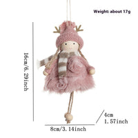 HKM-447315 Wooden Antlers Doll with Beaded Details - Adorable Girls' Christmas Hanging Ornament