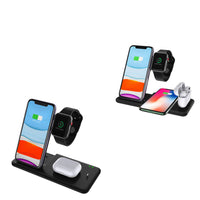 HKM-447379 Four-In-One Wireless Charger for iPhone, Apple Watch, and AirPods - Compatible with Multiple Models, Fast Charging, Black & White