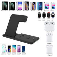 HKM-447379 Four-In-One Wireless Charger for iPhone, Apple Watch, and AirPods - Compatible with Multiple Models, Fast Charging, Black & White