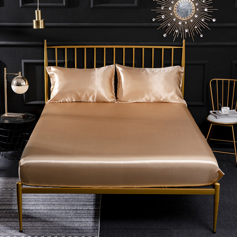 HKM-447507 Three-Piece Quilted Mattress Protection Cover, Imitation Silk Fabric, Multiple Sizes Available