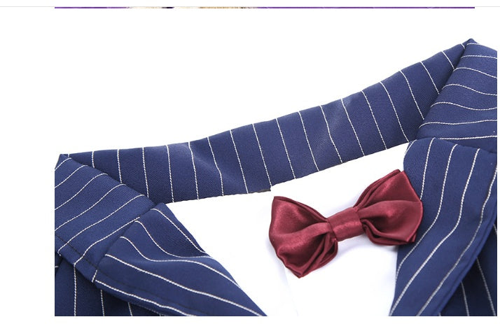 HKM-447955 Large Dog Bow Tie Suit in Navy Blue for Golden Retrievers - Casual Style Available in Sizes 3XL to 7XL