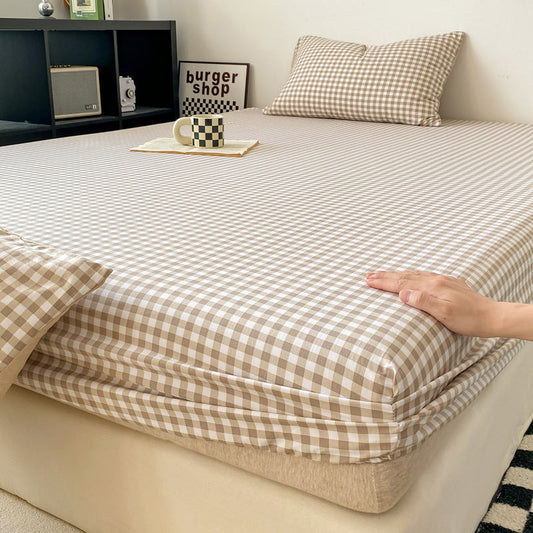 KTX-448147 Minimalist Solid Color Washed Cotton Fitted Sheet in Various Sizes