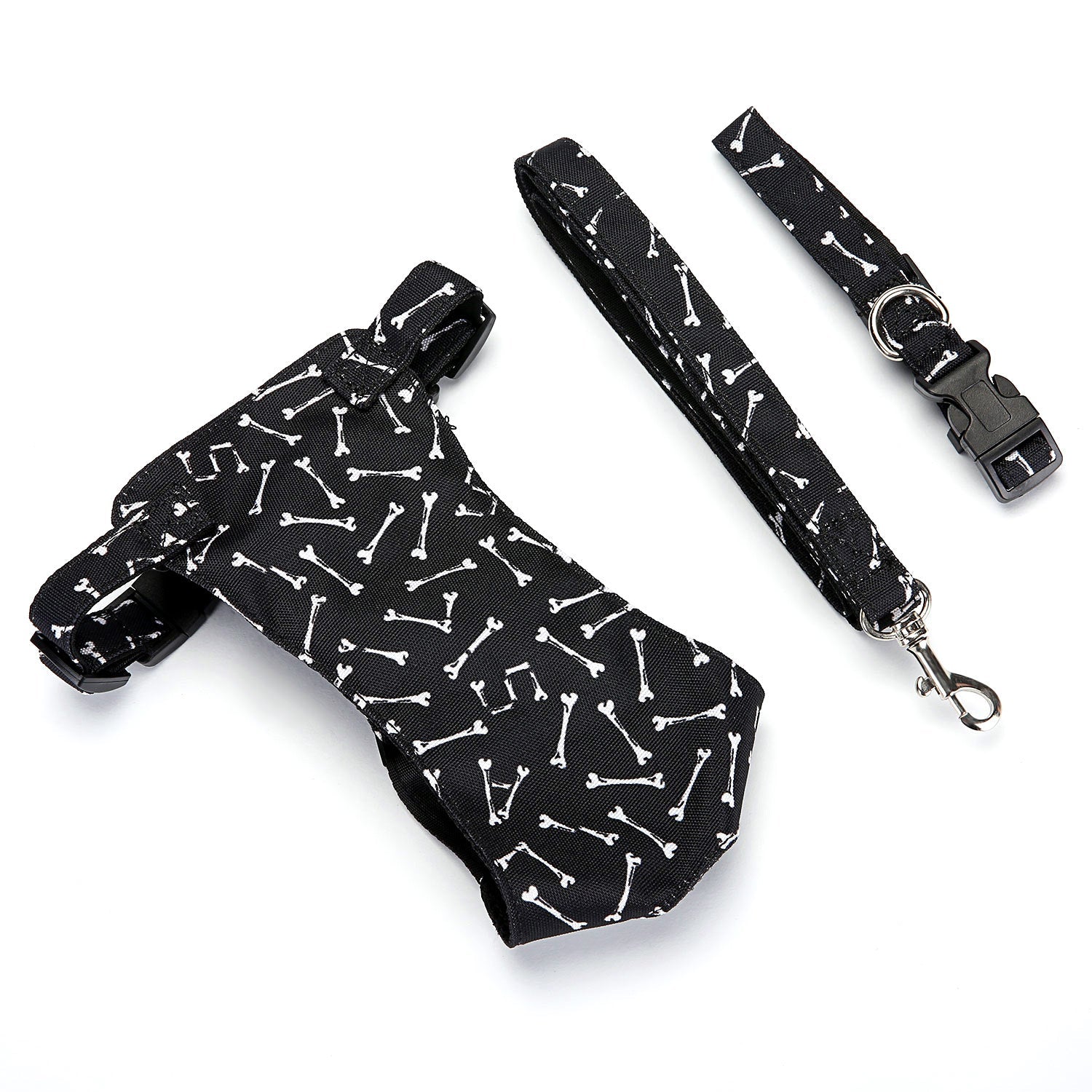 HKM-448339 Adjustable Canvas and Mesh Dog Chest Harness with Traction Rope for All Seasons