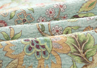 HKM-448339 Quilted Blue Cotton Bedspread Set with Flower and Plant Design, 3-Piece