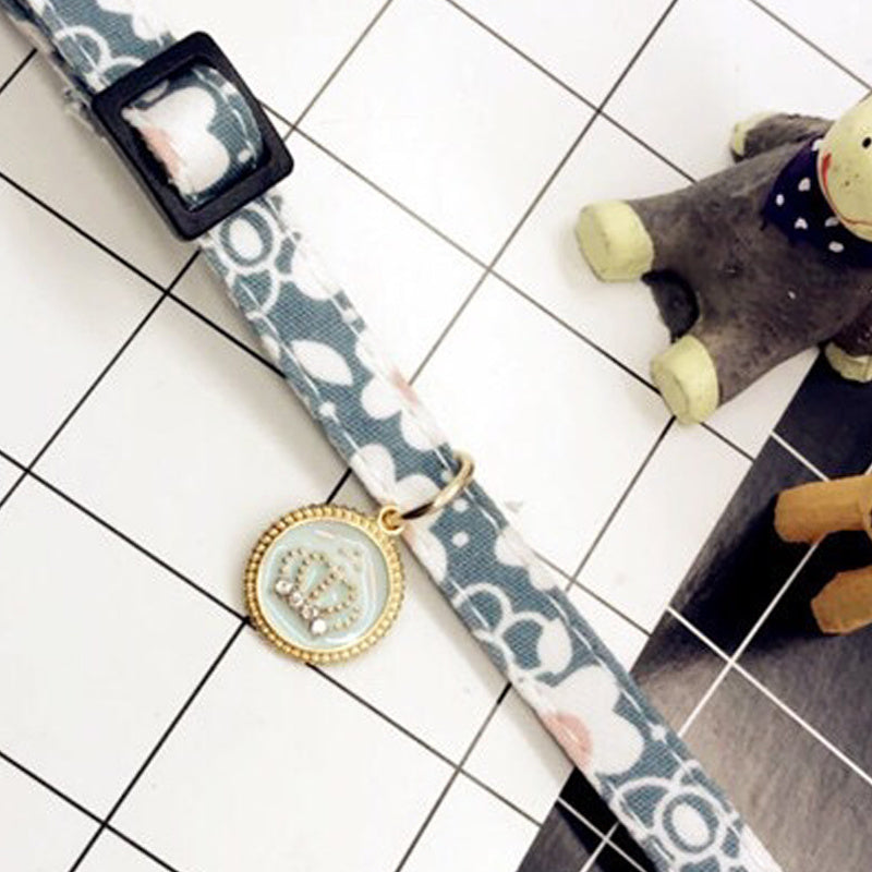 HKM-448339 Sweet Floral Print Adjustable Collar for Pets - Red, Pink, Navy Blue, Light Blue, Violet - Sizes S-XL