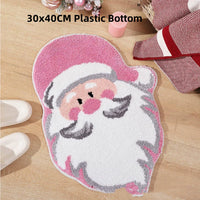 HKM-448467 Christmas Atmosphere Cashmere Hallway Mat - Irregular Shape with Geometric and Cartoon Patterns