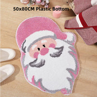 HKM-448467 Christmas Atmosphere Cashmere Hallway Mat - Irregular Shape with Geometric and Cartoon Patterns