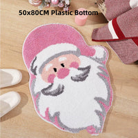 HKM-448467 Christmas Atmosphere Cashmere Hallway Mat - Irregular Shape with Geometric and Cartoon Patterns