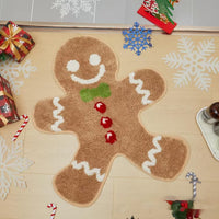 HKM-448467 Christmas Atmosphere Cashmere Hallway Mat - Irregular Shape with Geometric and Cartoon Patterns