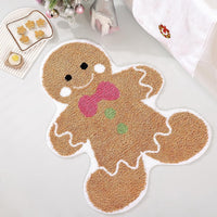 HKM-448467 Christmas Atmosphere Cashmere Hallway Mat - Irregular Shape with Geometric and Cartoon Patterns