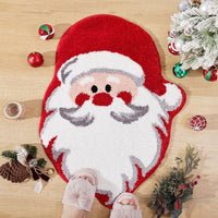 HKM-448467 Christmas Atmosphere Cashmere Hallway Mat - Irregular Shape with Geometric and Cartoon Patterns