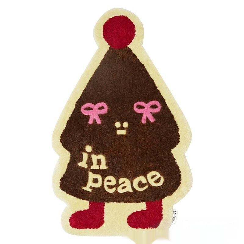 HKM-448467 Christmas Atmosphere Cashmere Hallway Mat - Irregular Shape with Geometric and Cartoon Patterns
