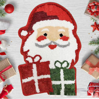 HKM-448467 Christmas Atmosphere Cashmere Hallway Mat - Irregular Shape with Geometric and Cartoon Patterns