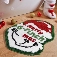 HKM-448467 Christmas Atmosphere Cashmere Hallway Mat - Irregular Shape with Geometric and Cartoon Patterns