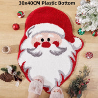 HKM-448467 Christmas Atmosphere Cashmere Hallway Mat - Irregular Shape with Geometric and Cartoon Patterns