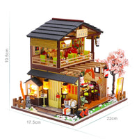 HKM-448595 DIY Miniature Sushi Restaurant Dollhouse Furniture Model Kit for Children Ages 6 and Up