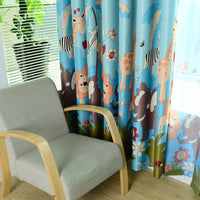 HKM-448659 Animal Paradise Full Blackout Curtains for Kids' Bedrooms, Cotton Fabric, Various Sizes Available