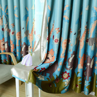 HKM-448659 Animal Paradise Full Blackout Curtains for Kids' Bedrooms, Cotton Fabric, Various Sizes Available