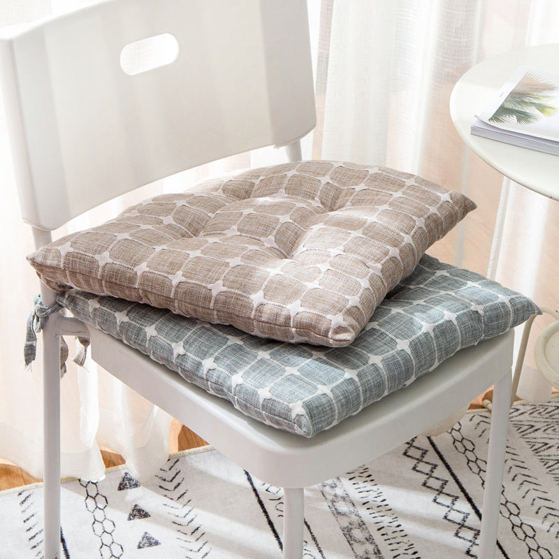 HKM-448659 Plaid Linen Cushion in Blue Grey and Light Coffee - Available in 40x40cm, 45x45cm, 50x50cm
