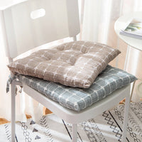 HKM-448659 Plaid Linen Cushion in Blue Grey and Light Coffee - Available in 40x40cm, 45x45cm, 50x50cm
