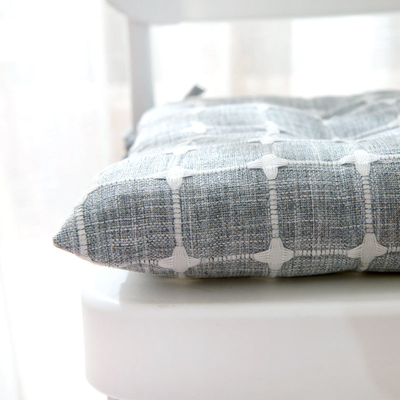 HKM-448659 Plaid Linen Cushion in Blue Grey and Light Coffee - Available in 40x40cm, 45x45cm, 50x50cm