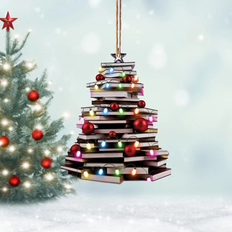 HKM-448787 Creative Acrylic Christmas Tree Decoration Pendant - Modern Art Design, 8x8cm
