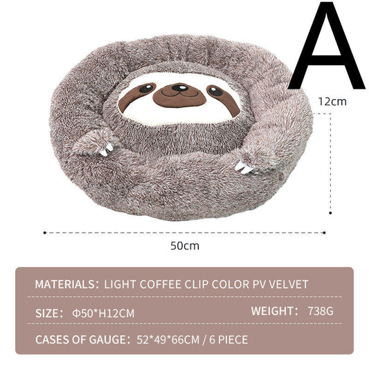 HKM-448787 Sloth-Shaped Plush Pet Bed – Various Cozy Nest Styles Available