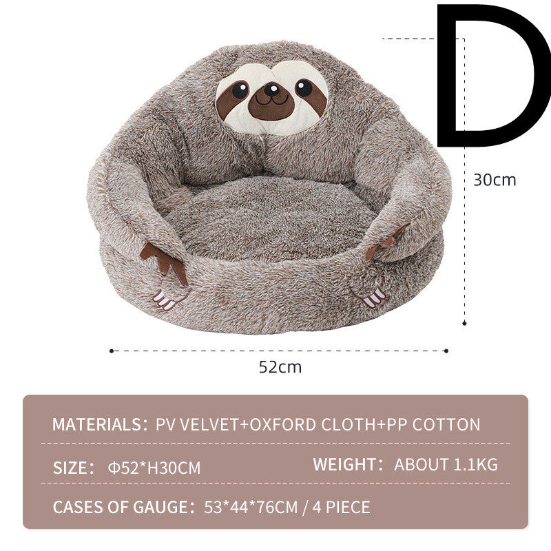 HKM-448787 Sloth-Shaped Plush Pet Bed – Various Cozy Nest Styles Available