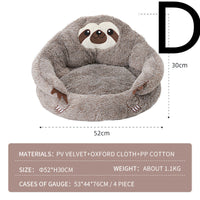 HKM-448787 Sloth-Shaped Plush Pet Bed – Various Cozy Nest Styles Available