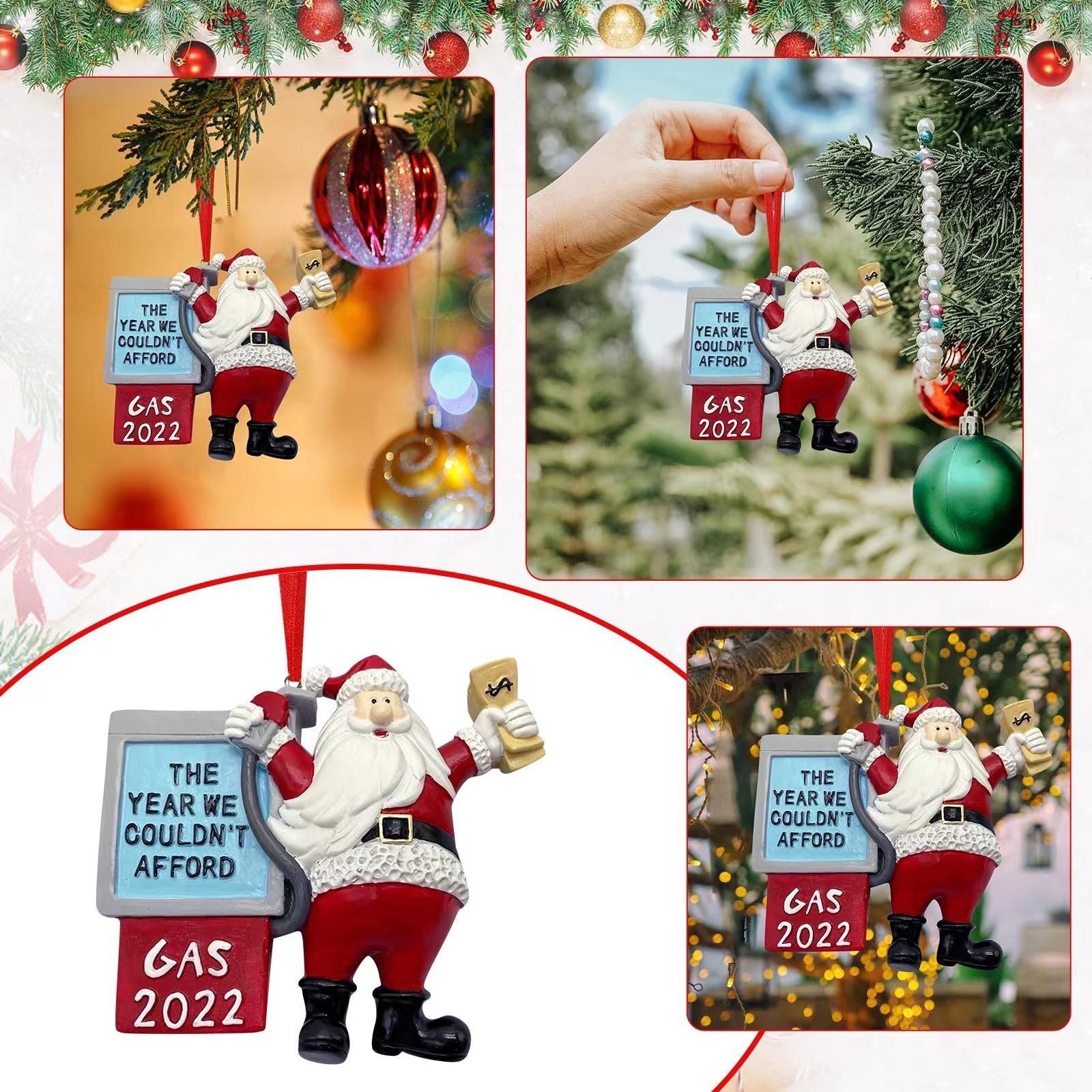 HKM-449107 Resin Christmas Tree Pendant - 2022 and 2023 Santa Designs, 11x9x1.2cm