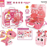 HKM-449171 Dinosaur Backpack Pretend Play Makeup and Dressing Kit for Kids Ages 2-13