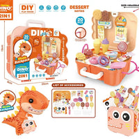 HKM-449171 Dinosaur Backpack Pretend Play Makeup and Dressing Kit for Kids Ages 2-13