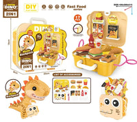 HKM-449171 Dinosaur Backpack Pretend Play Makeup and Dressing Kit for Kids Ages 2-13