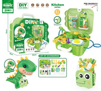 HKM-449171 Dinosaur Backpack Pretend Play Makeup and Dressing Kit for Kids Ages 2-13