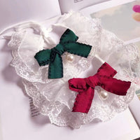 HKM-449171 Lace Pet Bib in Wine Red and Dark Green - Adjustable Sizes for All Seasons