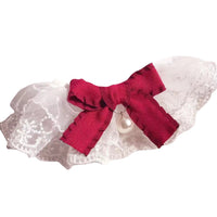 HKM-449171 Lace Pet Bib in Wine Red and Dark Green - Adjustable Sizes for All Seasons