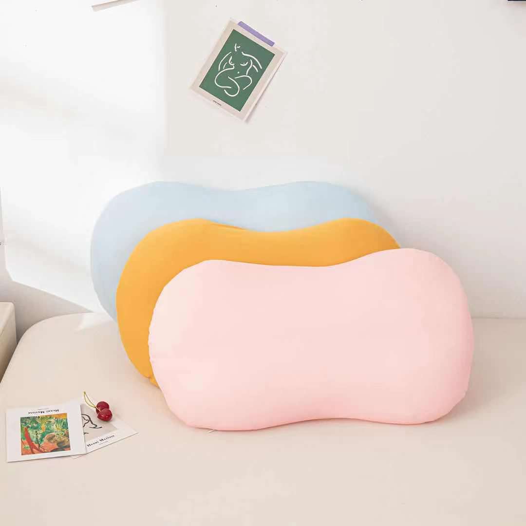 KTX-449171 Memory Foam Cat Belly Pillow - Cosmetic Egg Neck Support, Available in Yellow, Blue, Pink (32x52cm to 35x55cm)