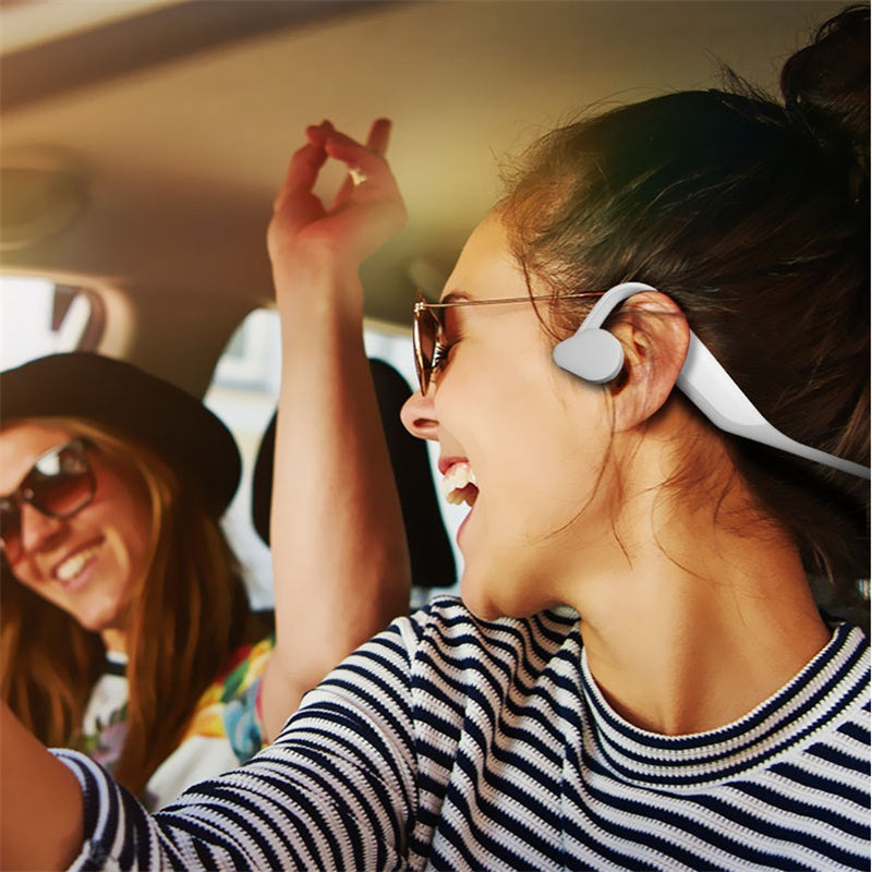 HKM-449171 Stereo Bone Conduction Headphones with Bluetooth 5.0 and Multi-Function Support in Black and White