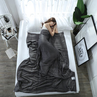 HKM-449491 Pure Cotton Gravity Blanket in Light Gray, Dark Gray, and Navy – Multiple Sizes Available