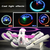 HKM-449491 Remote Control Stunt Car with LED Light and Spray Function - 2.4G Double Side Rolling Toy for Ages 5 and Up